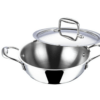 Vinod Platinum Triply Stainless Steel Extra Deep Kadhai with Lid 1.2 Litre, 18 cm | 2.5mm Thick | Kadai for Cooking | 5 Year Warranty | Induction Cookware | Heavy Base